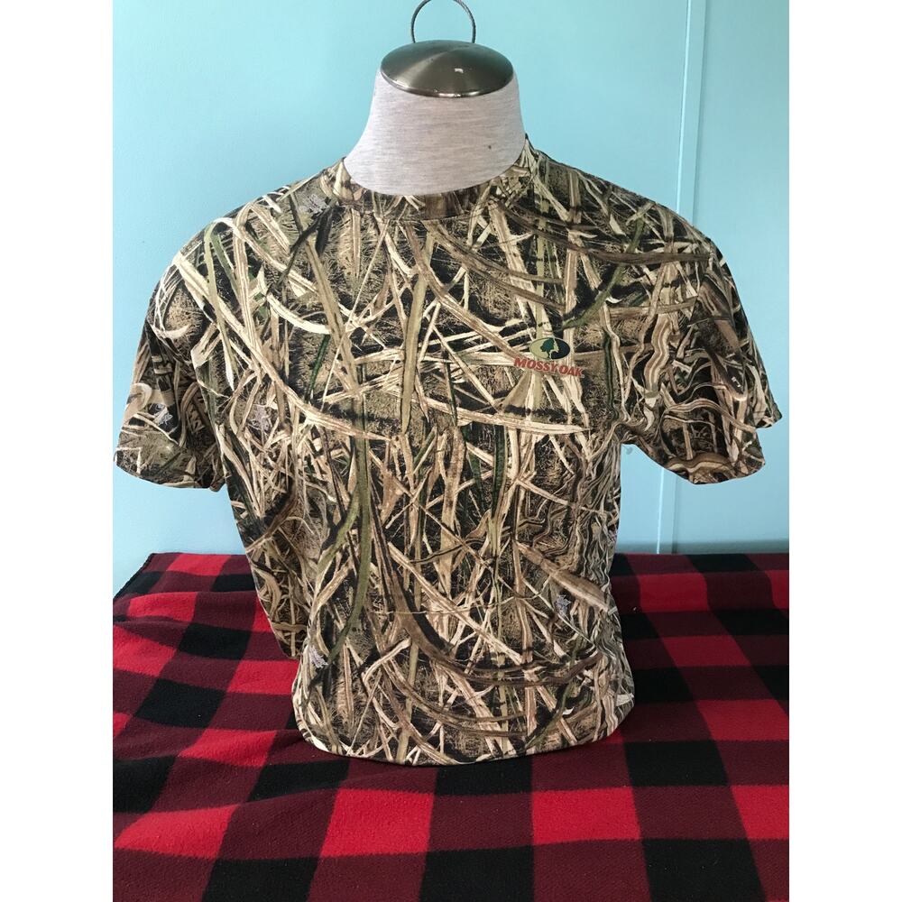 Large Mossy Oak T Shirt Camo Shadow Grass Blades Short Sleeve Crew Neck Mens